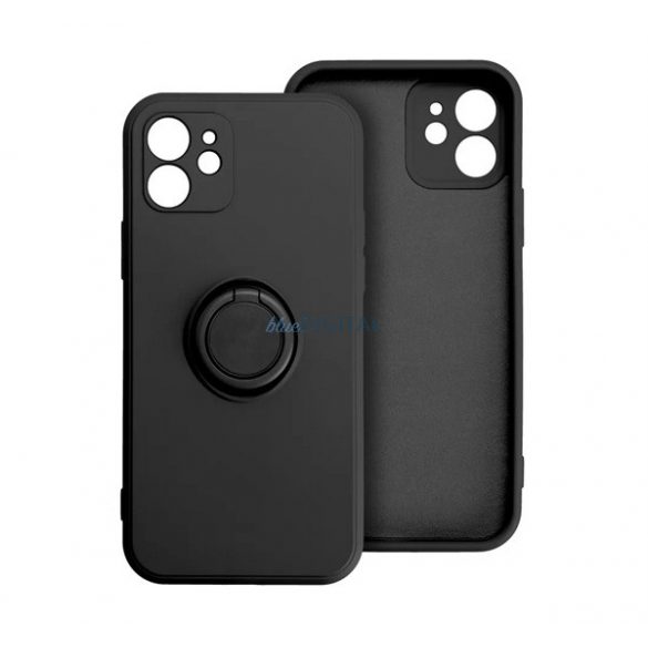 Silicon protector de telefon (inel titular, microfibră pluș interior, magnetic, protector de cameră) BLACK Xiaomi Redmi 14C 4G