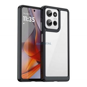 Silicon protector de telefon (rezistent la șocuri, spate transparent) BLACK Motorola Moto G75