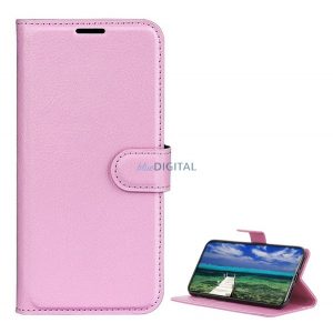 Carcasă permanentă, efect piele (FLIP, deschidere laterală, desktop, premium) CULOARE ROSE Motorola Moto G35 5G