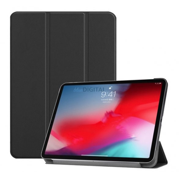 Husă permanentă, efect piele (FLIP activ, deschidere laterală, TRIFOLD, desktop) BLACK Apple IPAD Air 2020 (Air 4), IPAD Air 11 (2024), IPAD Air 2022