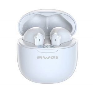 AWEI T68 cască bluetooth STAREO (v5.3, TWS, anulare zgomot, microfon, IPX6 + încărcător) ALB