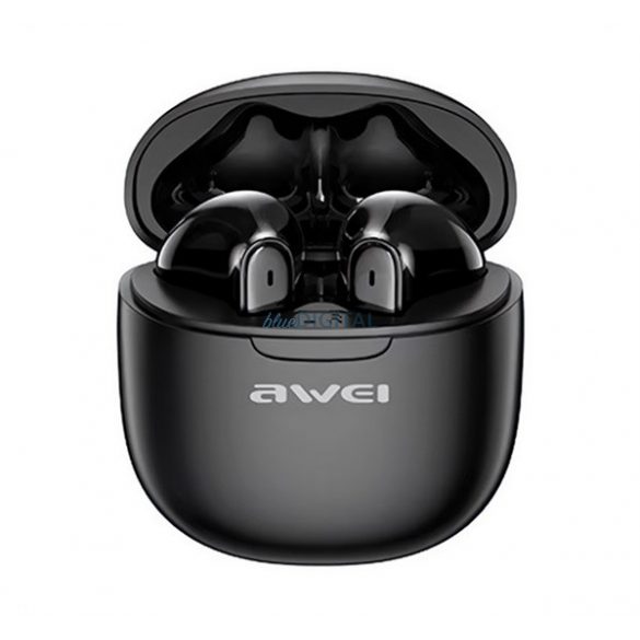 AWEI T68 căști bluetooth STAREO (v5.3, TWS, anulare zgomot, microfon, IPX6 + încărcător) NEGRU