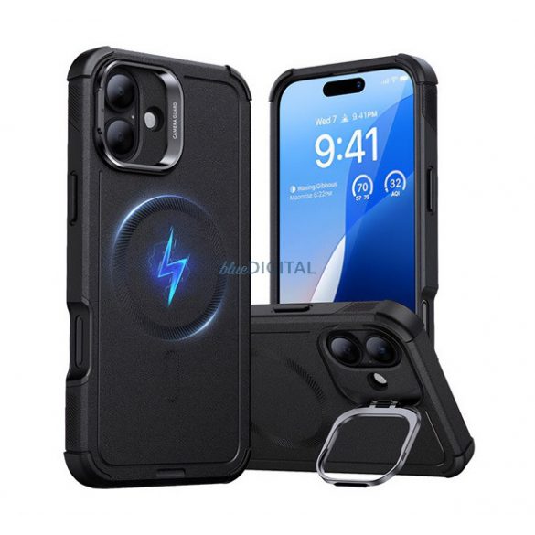 ESR CYBER TOUGH HALOLOCK silicon telefon protector (rezistent la șocuri, bara de protecție, capota, MagSafe) BLACK Apple iPhone 16