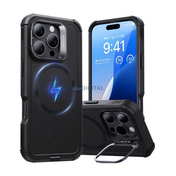 ESR CYBER TOUGH HALOLOCK silicon telefon protector (rezistent la șocuri, bara de protecție, capota, MagSafe) BLACK Apple iPhone 16 Pro Max