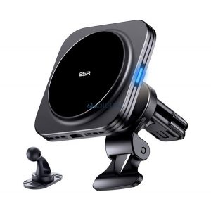 Suport auto ESR HALOLOCK (bord, ventilație, magnetic, 360°, 15W, wireless) NEGRU