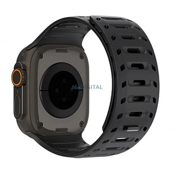 DUX DUCIS CS Strap (dimensiune personalizată, mare, silicon, perforat, magnetic) BLACK Apple Watch Series 5 44mm, Watch Series 4 44mm, Watch Series 3 42mm