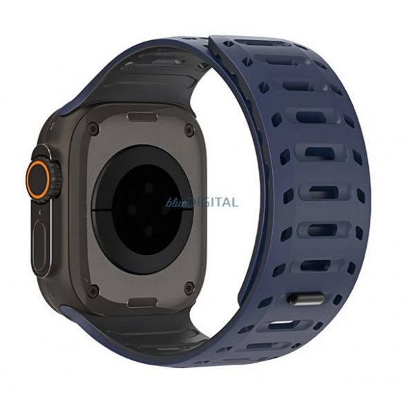 DUX DUCIS CS Strap (dimensiune personalizată, mare, silicon, perforat, magnetic) GREEN BLUE/BLACK Apple Watch Series 5 44mm, Watch Series 4 44mm, Watch Series 3 42mm