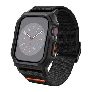 SPIGEN LITE FIT PRO curea (dimensiune personalizată, textil, rezistent la șocuri + cadru din silicon) BLACK Apple Watch Series 10 46mm