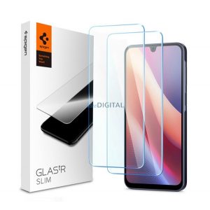 SPIGEN SLIM ecran protector de sticlă 2pcs (2.5D, caz prietenos, ultra subțire, 0.2mm, extra rezistent la zgârieturi, 9H) pentru Samsung Galaxy A16 5G (SM-A166), Galaxy A16 4G (SM-A165)