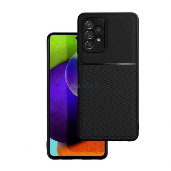 Silicon protector de telefon (rezistent la șocuri, magnetic, spate din piele, cu dungi) BLACK Samsung Galaxy A36 5G (SM-A366)