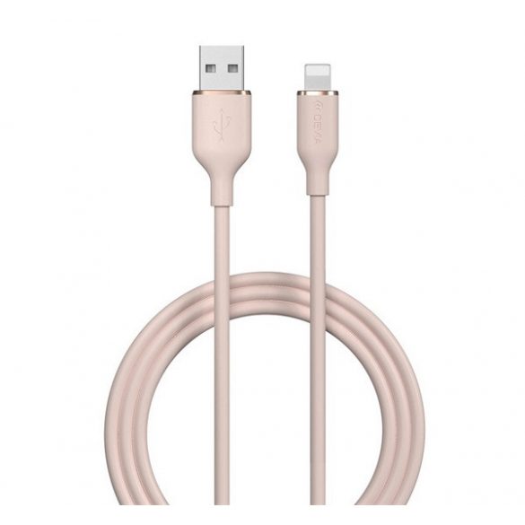 Cablu de date DEVIA JELLY (USB - lightning, 2.4A, încărcător rapid, 120cm) ROZ