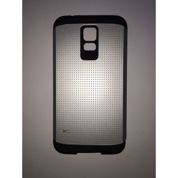 Husă cu spate dur Samsung G900F Galaxy S5 Silver Armor cu buline