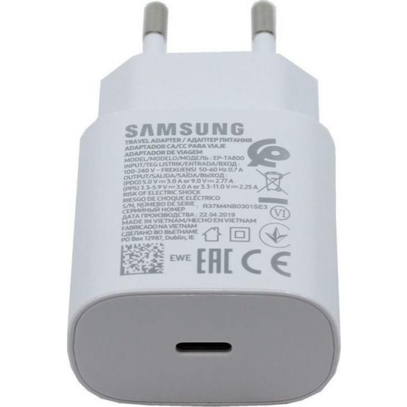 Cap de încărcare rapidă Samsung cu conector Type-C, fabrică, 3A, alb, EP-TA800EWE