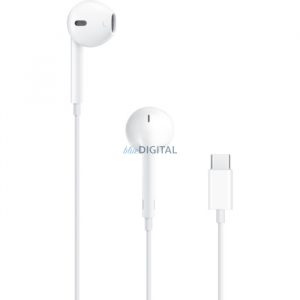 Căști stereo Apple Earpods cu conector de tip C, control volum, alb, ambalat (MTJY3ZM/A)