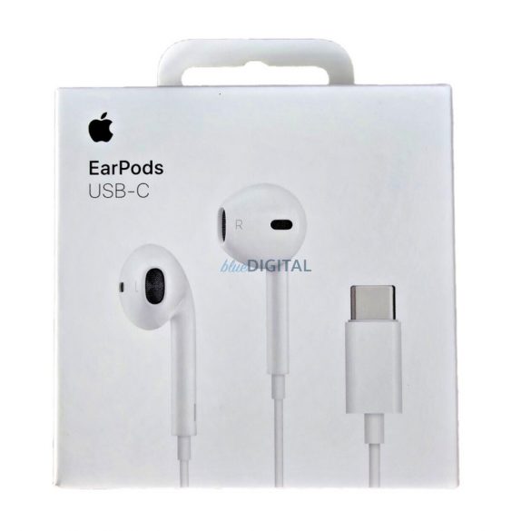 Căști stereo Apple Earpods cu conector de tip C, control volum, alb, ambalat (MTJY3ZM/A)