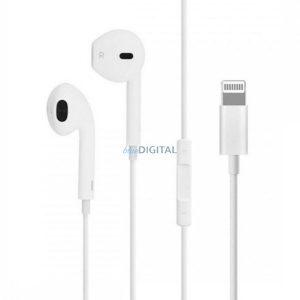 Căști stereo Apple Earpods cu conector iPhone 8pin, control volum, alb, ambalate (MWTY3ZM/A)