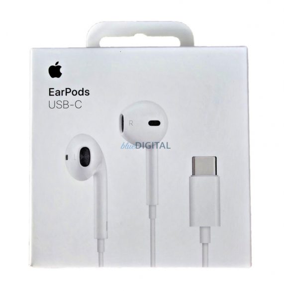 Căști stereo Apple Earpods cu conector Type-C, control volum, alb, ambalate (MYQY3ZM/A)