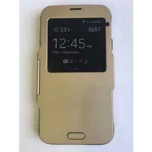 Husa carte Samsung G900 Galaxy S5 gold Armor cu fereastra