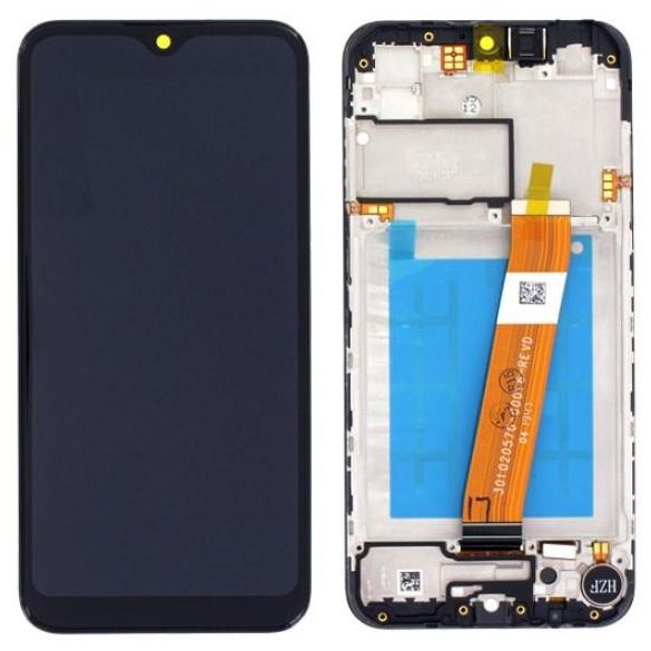 Samsung A015 Galaxy A01 LCD negru din fabrică + panou tactil cu cadru (cablu îngust)