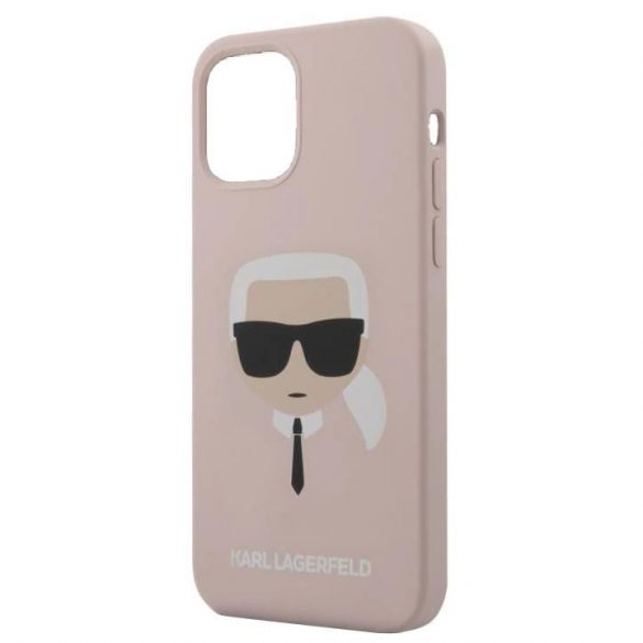 Husă Karl Lagerfeld pentru iPhone 13 Pro (6,1") roz pudrat cu model "Karl Head"