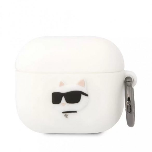 Husa din silicon Airpods 3 cu agatator, alba, Karl Lagerfeld KLA3RUNCHH