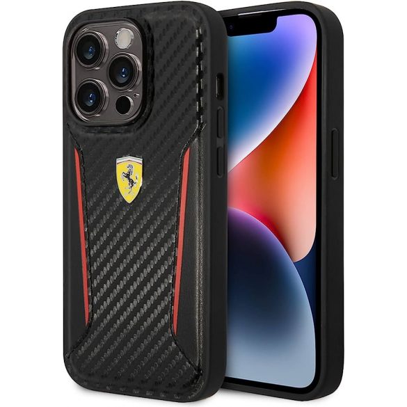 Carcasă din spate pentru iPhone 14 Pro (6,1"), neagră, Ferrari, FEHCP14LNPYK