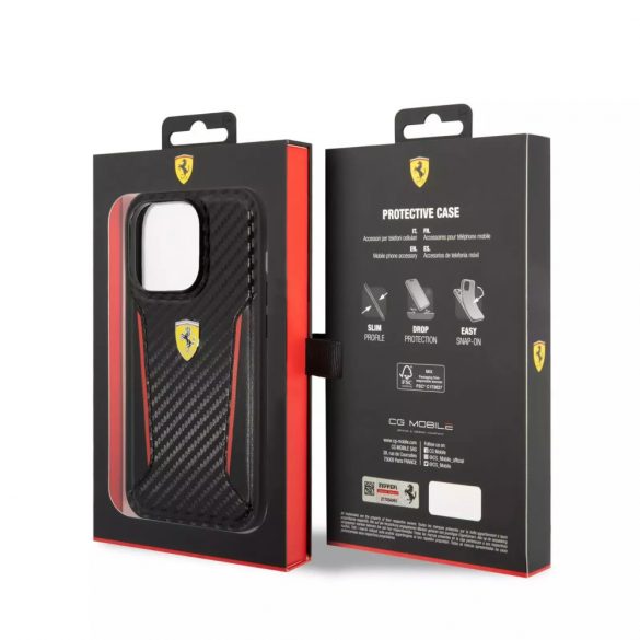 Husă din spate pentru iPhone 14 Pro Max (6,7"), neagră, Ferrari, FEHCP14XNPYK