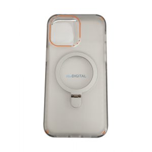 Husa spate iPhone 14 Pro Max (6.7"), carcasa TPU, transparenta/portocalie, Magsafe