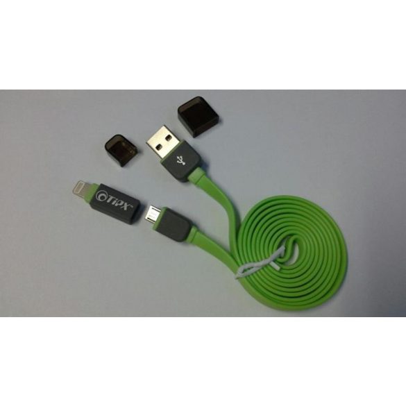 Cablu de date micro USB cu adaptor iPhone 8pin, verde, TiPX