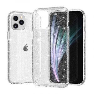 iPhone 11 Pro Max (6.5")Husădin silicon,Husăspate,HusăTPU, Transparentă, Glitter argintiu, Glitter cristal