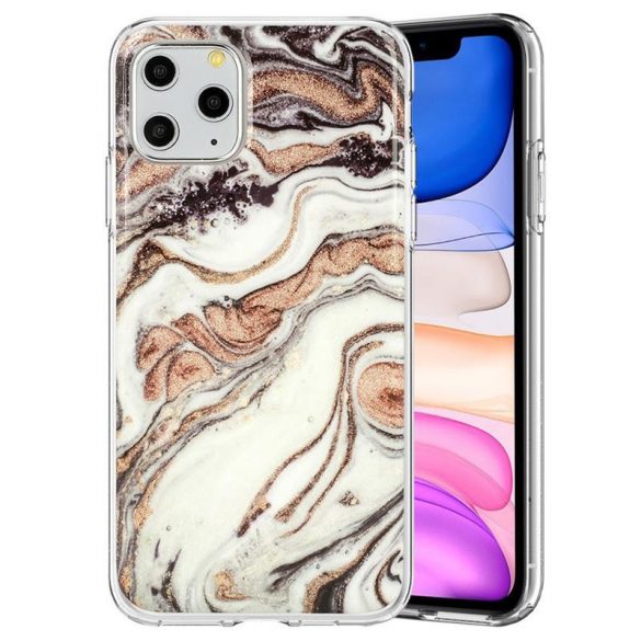 Husă din silicon pentru iPhone 11 Pro (5,8"), carcasă din spate, carcasă TPU, model marmură, design cu sclipici marmură 1