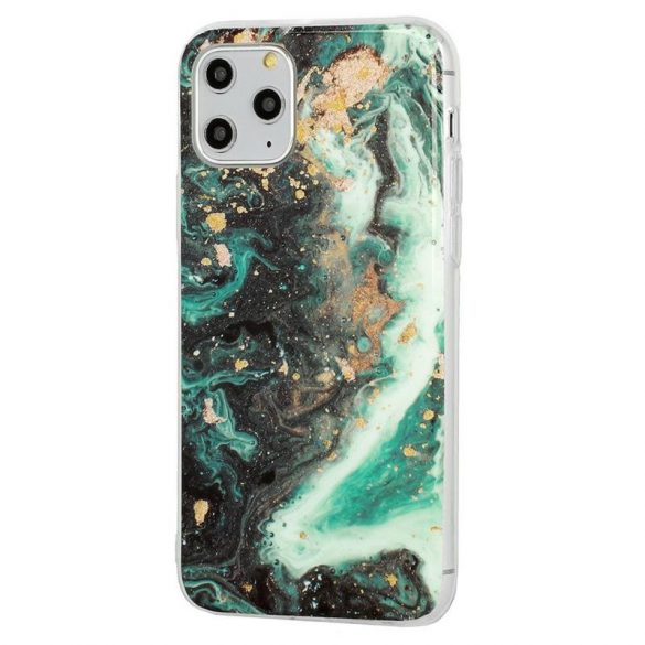 Husă din silicon pentru iPhone 12 Mini (5,4"), carcasă din spate, carcasă TPU, model de marmură, design cu sclipici marmură 4