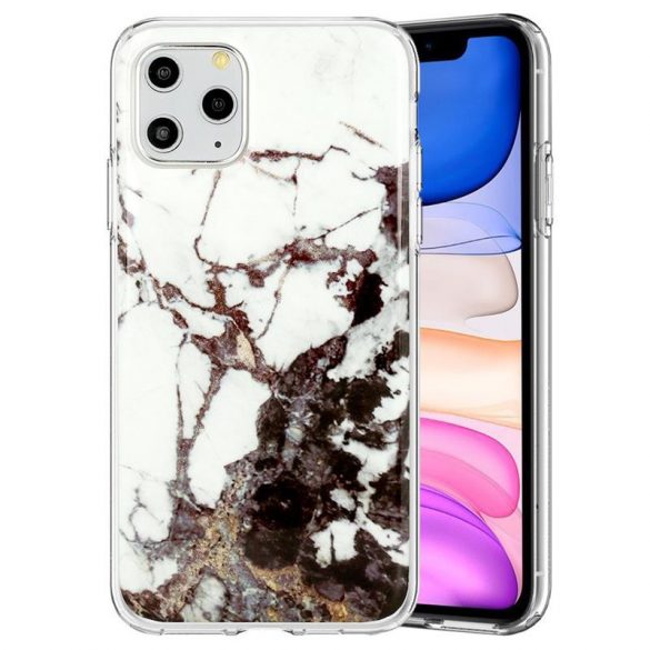 Husă din silicon pentru iPhone 12 Pro Max (6,7"), carcasă din spate, husă TPU, model marmură, design cu sclipici marmură 2