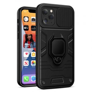 Husa spate rezistenta la socuri Samsung Galaxy A73, carcasa PC/TPU, cu protectie pentru camera, neagra, iese in evidenta, SM-A736, obiectiv inel