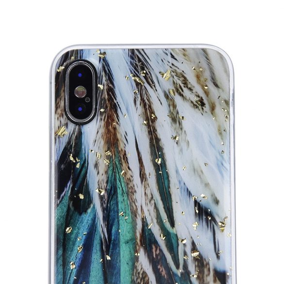 Carcasă din spate iPhone 14 Pro (6.1"), carcasă TPU, cu model, pene Gold Glam