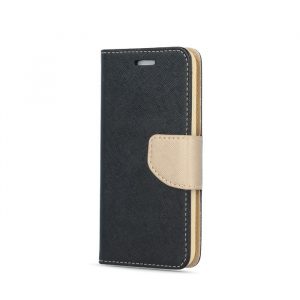 Husă telefon Samsung Galaxy A54, Husă carte, Husă cu deschidere laterală, închidere magnetică, negru-auriu, SM-A546, Fancy