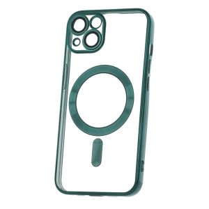 Husă din silicon pentru iPhone 14 (6,1"), carcasă TPU, protecție pentru cameră, casetă de siguranță, cadru cromat, verde, Color Chrome Mag