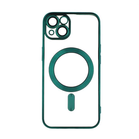 Husă din silicon pentru iPhone 14 (6,1"), carcasă TPU, protecție pentru cameră, casetă de siguranță, cadru cromat, verde, Color Chrome Mag