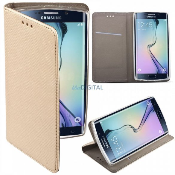 Husă pentru telefon Samsung Galaxy M14, husă carte, husă cu deschidere laterală, închidere magnetică, SM-M146, auriu