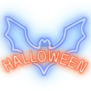 Lampa LED neon din plexiglas, Halloween, poate fi agatata pe perete, albastru-rosu, Neolia NNE17