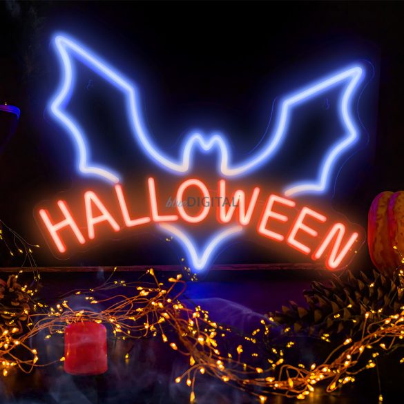 Lampa LED neon din plexiglas, Halloween, poate fi agatata pe perete, albastru-rosu, Neolia NNE17