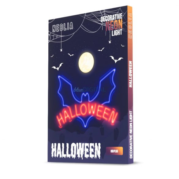 Lampa LED neon din plexiglas, Halloween, poate fi agatata pe perete, albastru-rosu, Neolia NNE17