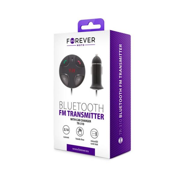 Transmițător FM Bluetooth, port 2xUSB, 3.4A, BT4.2, slot microSD, Forever TR-310