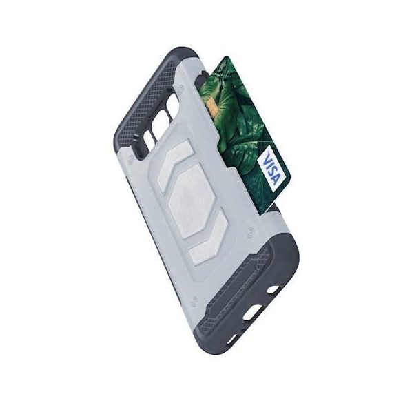 Husa spate rezistenta la socuri Samsung Galaxy J6 Plus, magnetica, argintie, SM-J610, Defender Magnetic