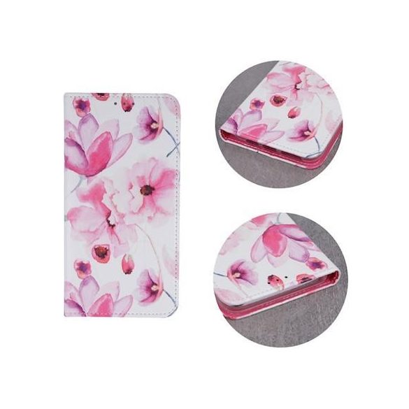 Husă carte din silicon pentru iPhone XS Max (6,5") "Pink Flowers".