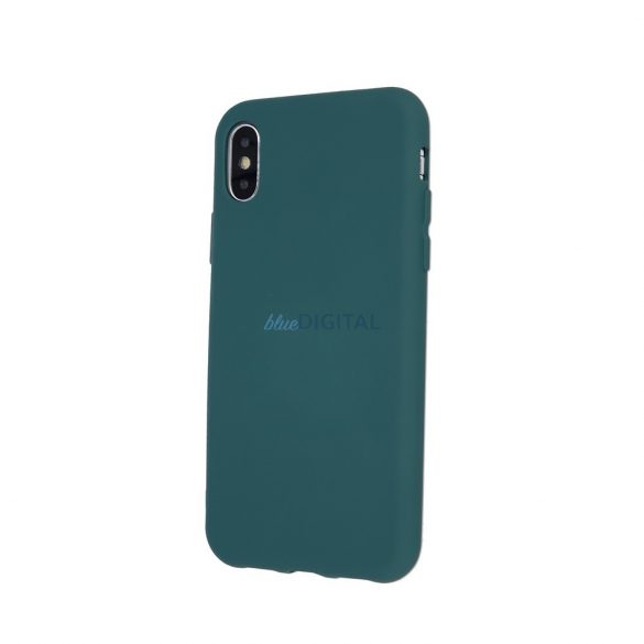 Husa din silicon pentru iPhone 11 (6.1"), husa din spate, interior din piele intoarsa, verde, mat, husa din silicon