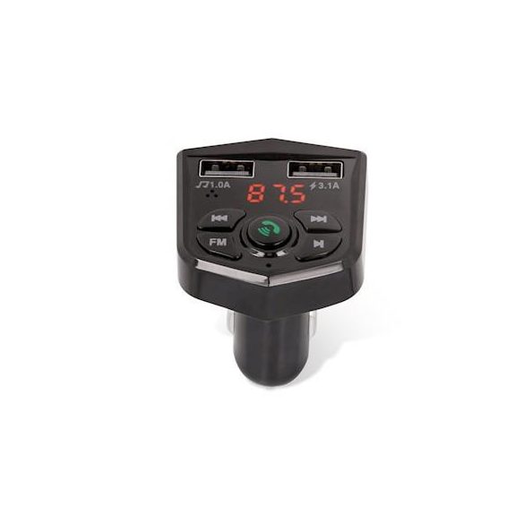 Transmițător FM Bluetooth, 2xUSB, 5V/3.1A, negru, Maxlife MXFT-02