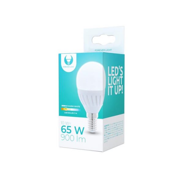 Bec LED E14 / G45, 10W, 3000K, 900lm, lumină albă caldă, Forever Light