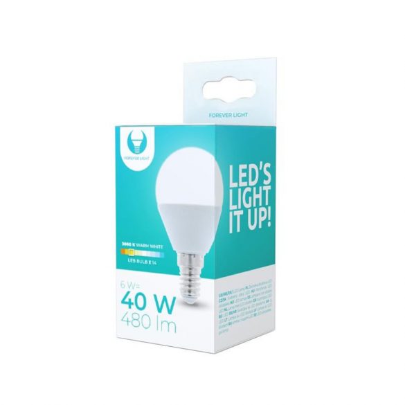 Bec LED E14 / G45, 6W, 3000K, 480lm, lumină albă caldă, Forever Light