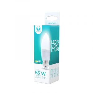 Bec LED E27 / C37, 10W, 6000K, 900lm, lumină albă rece, Forever Light